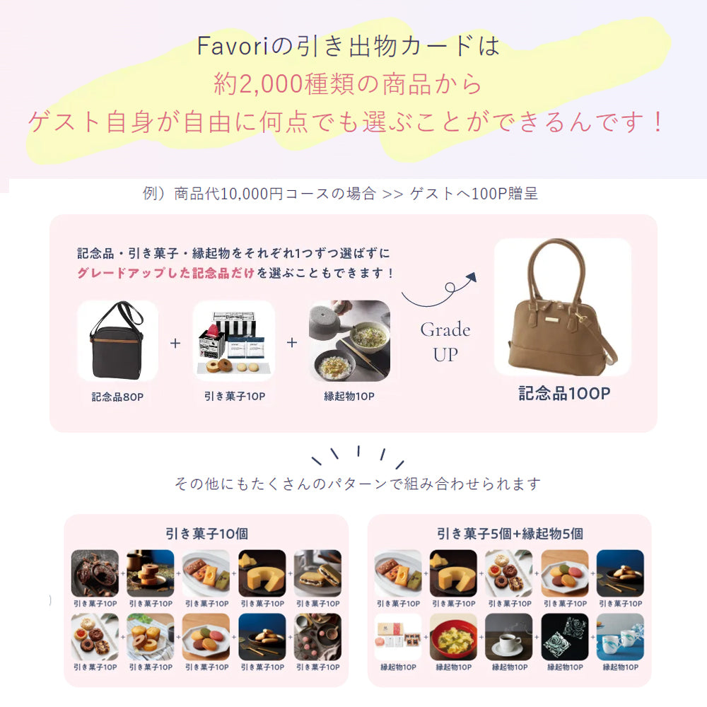 【29%OFF|3品でも1品でも選べる】Favori限定引き出物カード(グリーン)10,800円コース(税込み11,880円コース)
